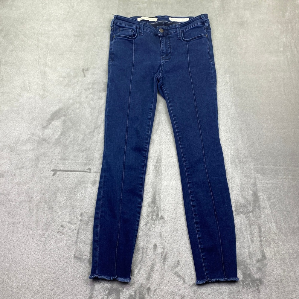 Pilcro and the Letterpress Mid-Rise Skinny Jeans Front Seam Raw Hem Blue Size 28